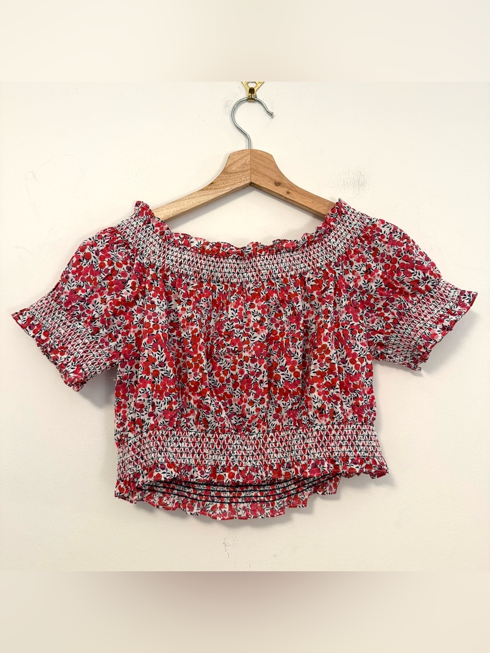 NWT J.Crew Liberty London Wiltshire Floral Smocked Crop Top Medium - Picture 3 of 4